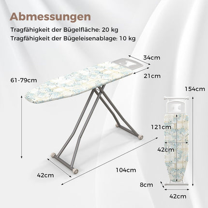 Sulankstoma lyginimo lenta su lygintuvo laikikliu ir 7 reguliuojamo aukščio lyginimo stalas, kurio keliamoji galia iki 30 kg, dryžuotas L