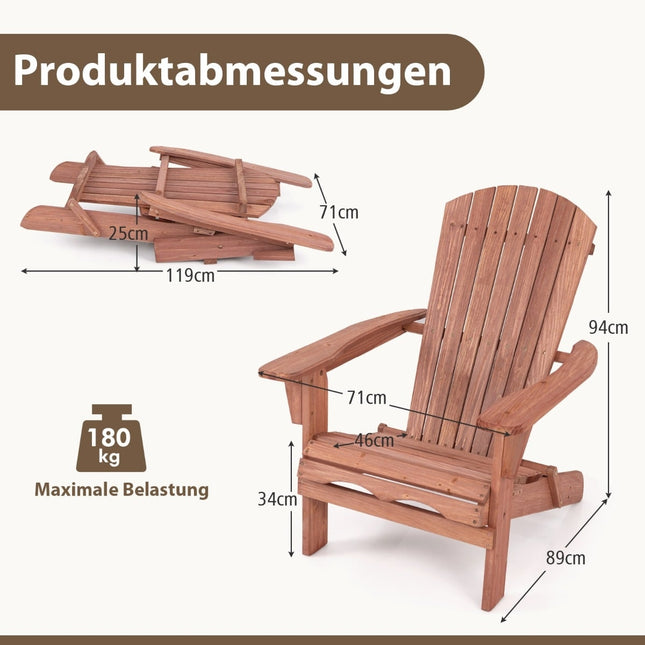 Sulankstomas Adirondack kėdžių komplektas, medinis, 180 kg keliamoji galia