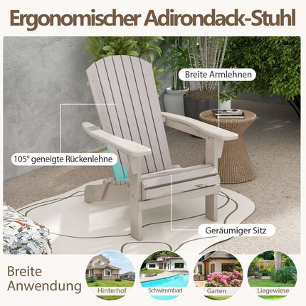 Sulankstomas Adirondack kėdžių komplektas, medinis, 180 kg keliamoji galia, pilkas