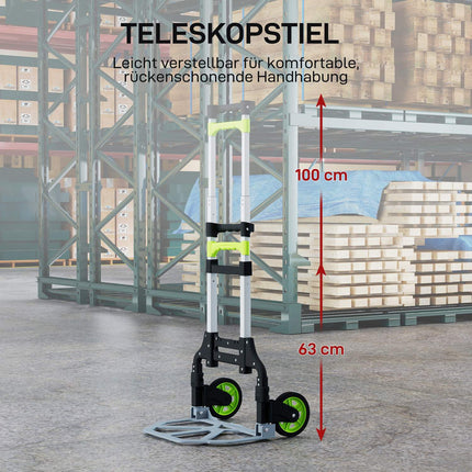 Sulankstomas aliuminio rankinis vežimėlis, teleskopinė rankena, 100 cm