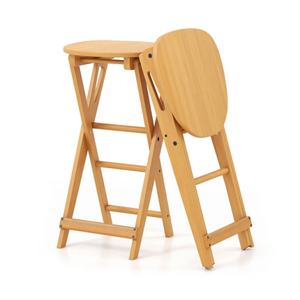 Sulankstomos bambukinės baro kėdės, 2 vnt. komplektas, sėdynės aukštis 61 cm