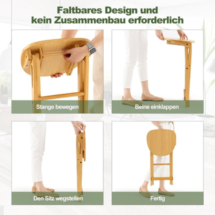 Sulankstomos bambukinės baro kėdės, 2 vnt. komplektas, sėdynės aukštis 61 cm