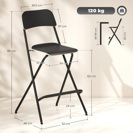 Sulankstomos baro kėdės, 2 vnt. komplektas, juodas plieninis rėmas, 120 kg keliamoji galia