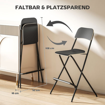 Sulankstomos baro kėdės, 2 vnt. komplektas, juodas plieninis rėmas, 120 kg keliamoji galia