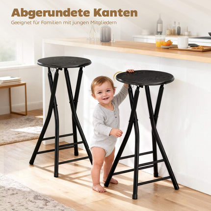 Sulankstomos baro kėdės, plienas ir MDF, 2 vnt. komplektas, juodos
