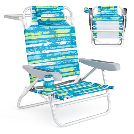 Sulankstomos paplūdimio kėdės, reguliuojamas atlošas, 2 vnt. pakuotė, žalios