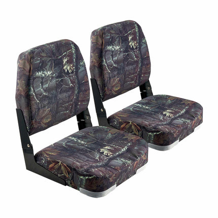 Folding Boat Seat Set of 2, Low-Back, Camouflage