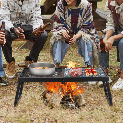 Folding Campfire Grill, 57cm Steel Mesh, Carry Bag