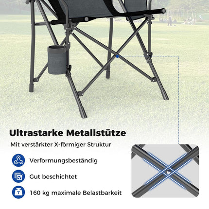 Sulankstoma kempingo kėdė su puodelių laikikliu, 160 kg keliamoji galia