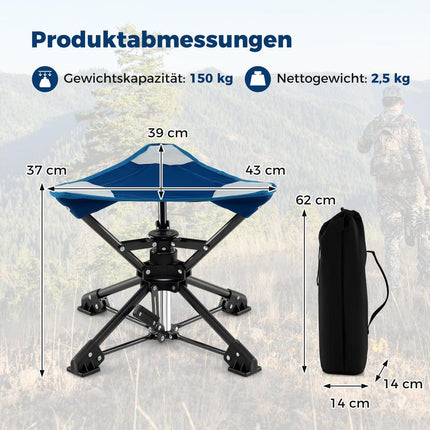 Sulankstoma kempingo kėdė su 360° pasukamomis ir neskęstančiomis kojelėmis