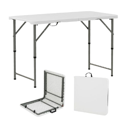 Sulankstomas kempingo stalas 122 cm, reguliuojamo aukščio, HDPE stalviršis