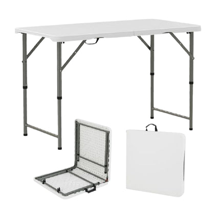 Sulankstomas kempingo stalas 122 cm, reguliuojamo aukščio, HDPE stalviršis