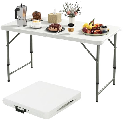 Sulankstomas kempingo stalas 122 cm, reguliuojamo aukščio, HDPE stalviršis