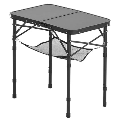 Folding Camping Table, Adjustable Height, 24x16 in, Black