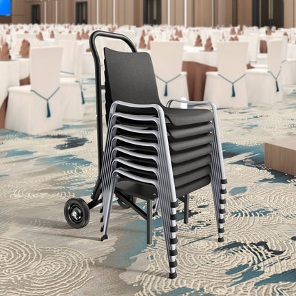 Folding Chair Cart, Holds 10 Chairs, 150 lb, Rubber Wheels