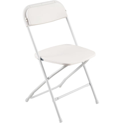 Folding Chairs, 6-Pack, 350 lb, Plastic Seat, White
