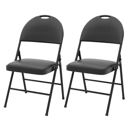 Sulankstomos kėdės, 2 vnt. komplektas, paminkštintos, metalinis rėmas, PVC oda