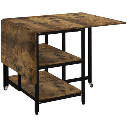 Sulankstomas valgomojo stalas, pramoninio dizaino, 140x80x75 cm, rudas/juodas