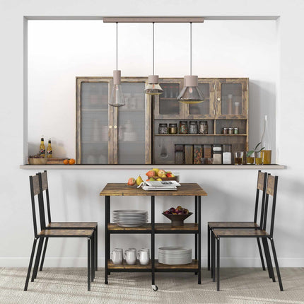 Sulankstomas valgomojo stalas, pramoninio dizaino, 140x80x75 cm, rudas/juodas