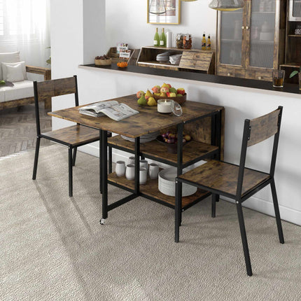 Sulankstomas valgomojo stalas, pramoninio dizaino, 140x80x75 cm, rudas/juodas