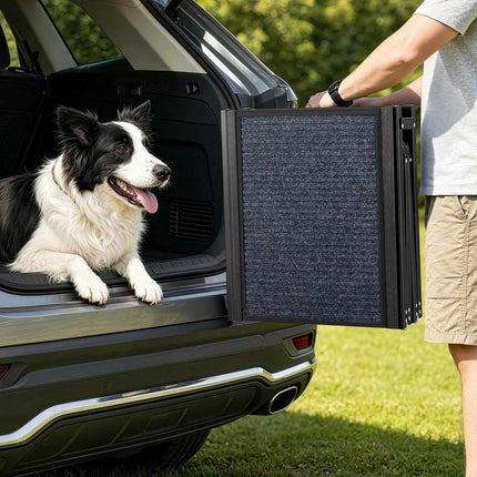 Folding Dog Car Ramp, 71 in, 250 lb, Non-Slip Felt