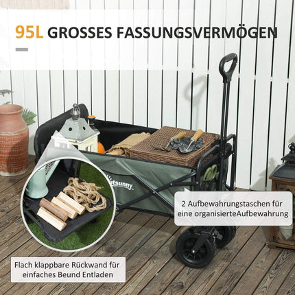 Sulankstomas sodo vežimėlis, 120 kg talpa, 95 l, žalias