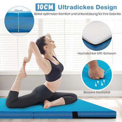 Sulankstomas gimnastikos kilimėlis, 122x122x10 cm, mėlynas, EPE putos