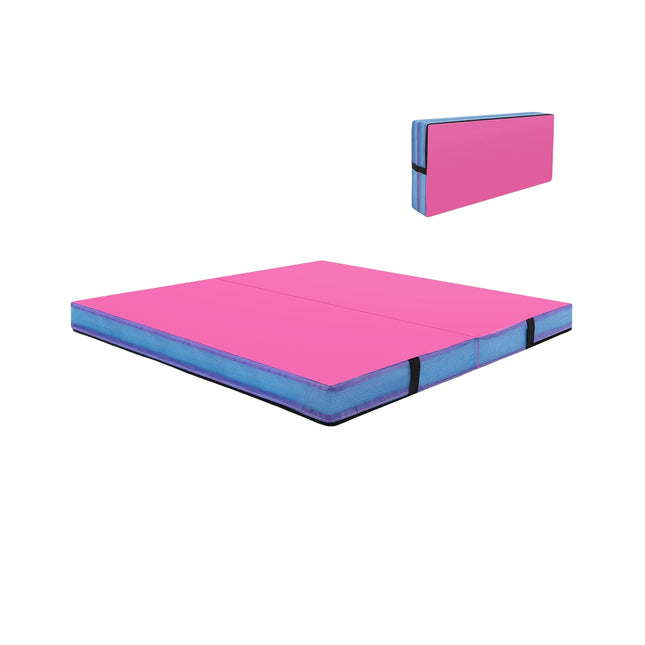 Sulankstomas gimnastikos kilimėlis, 122x122x10 cm, rožinis, EPE putos