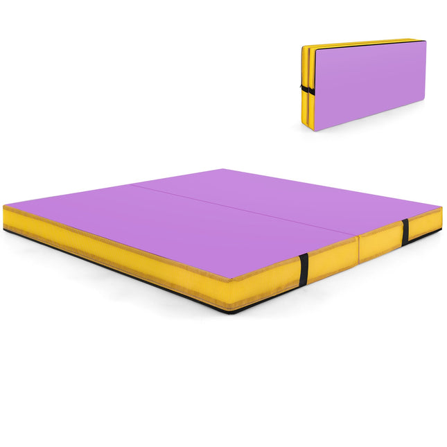 Sulankstomas gimnastikos kilimėlis, 122x122x10 cm, violetinis, EPE putos