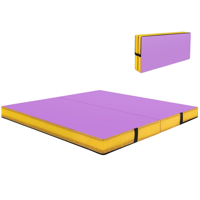 Sulankstomas gimnastikos kilimėlis, 122x122x10 cm, violetinis, EPE putos