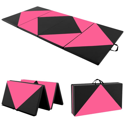 Sulankstomas gimnastikos kilimėlis, 240x120x5 cm, juodas/rožinis