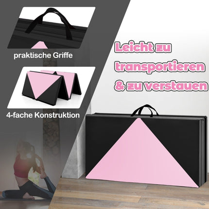 Sulankstomas gimnastikos kilimėlis, nešiojamas, 240x117x5 cm, rožinis/juodas