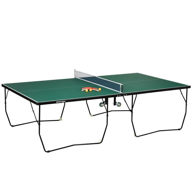 Folding Indoor Table Tennis Table with Wheels - Green