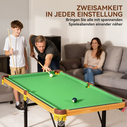 Sulankstomas mini biliardo stalas, 2 lazdos, 16 kamuoliukų, žalias