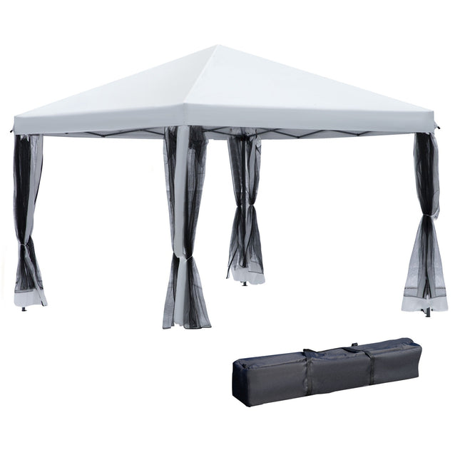 Sulankstoma paviljono pavėsinė su šoninėmis sienomis ir nešiojimo krepšiu, metalinė + Oksfordo audinys, kreminės baltos spalvos, 3x3m