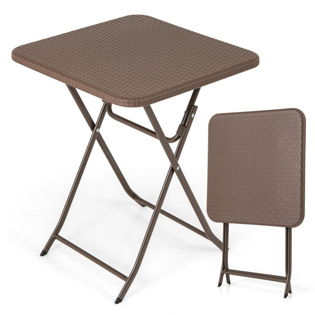 Sulankstomas rotango stiliaus stalas su 60x60 cm HDPE stalviršiu
