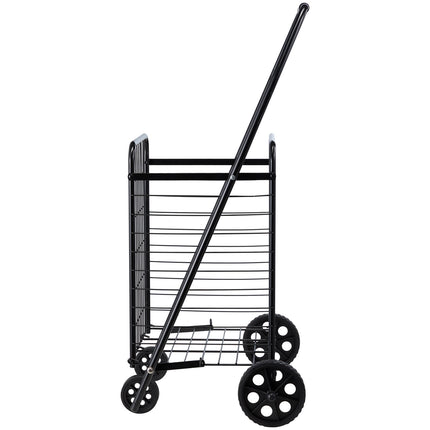 Folding Shopping Cart, Swivel Wheels, 90 lb Capacity