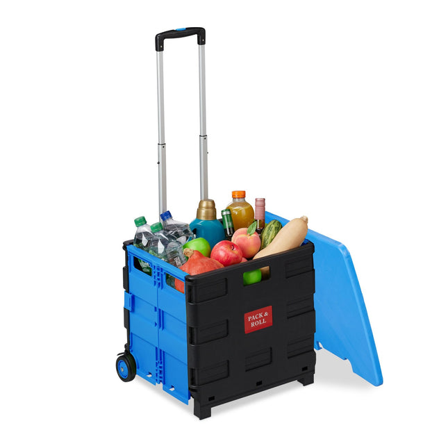 Sulankstomas pirkinių vežimėlis su dangčiu, 35 kg talpa