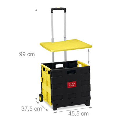 Sulankstomas pirkinių vežimėlis su ratukais, 35 kg talpa