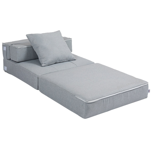 Sulankstoma miegamoji sofa-lova, 2 viename sulankstoma sofa su lovos funkcija, poilsio kėdė su pagalvėmis, svečių lova svetainei, miegamajam, keliamoji galia iki 100 kg, šviesiai pilka