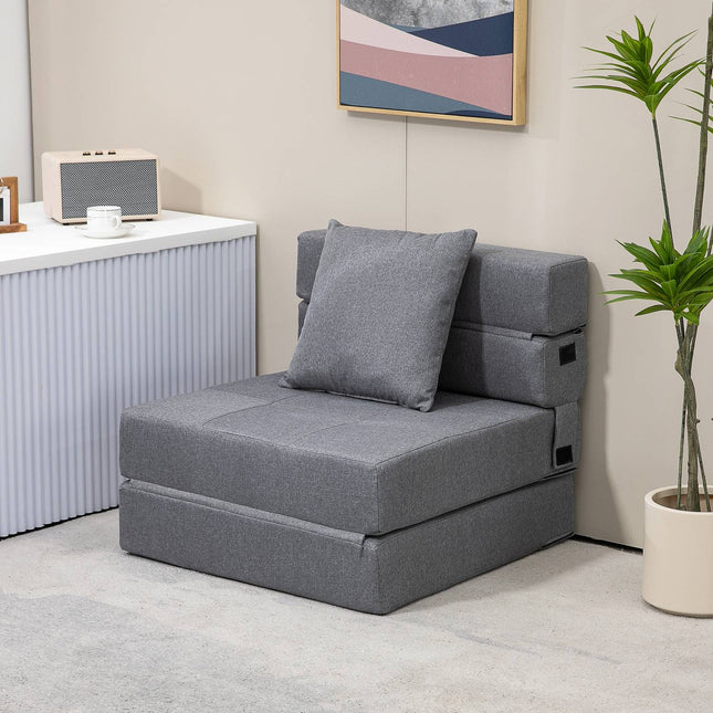 Sulankstoma miegamoji sofa-lova, 2 viename sulankstoma kėdė su lovos funkcija, poilsio kėdė su pagalvėmis, svečių lova, keliamoji galia iki 100 kg, tamsiai pilka