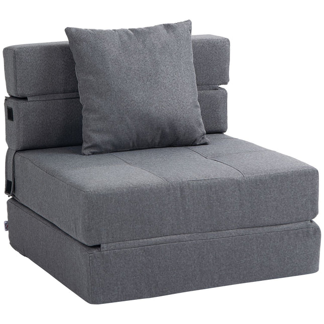 Sulankstoma miegamoji sofa-lova, 2 viename sulankstoma kėdė su lovos funkcija, poilsio kėdė su pagalvėmis, svečių lova, keliamoji galia iki 100 kg, tamsiai pilka