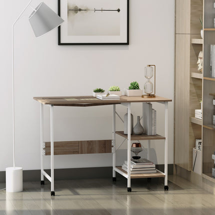 Sulankstomas Stalas Mobilus Rašomasis Rašalas Ant Ratukų, Šoninis Staliukas, MDF, Natūralios Spalvos, 107X55X76Cm