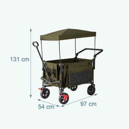 Sulankstomas vežimėlis su stogeliu, 200 l talpa, 150 kg apkrova