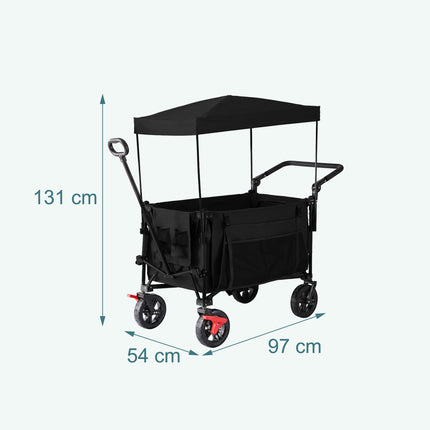 Sulankstomas vežimėlis su stogu, 200 l talpa, 150 kg apkrova