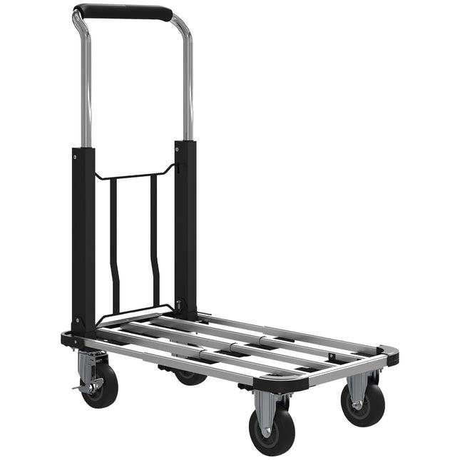 Sulankstomas vežimėlis, 150 kg keliamoji galia, reguliuojama rankena, juodas