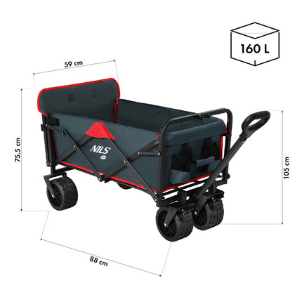 Sulankstomas vežimėlis, antracito spalvos, 160 l talpos