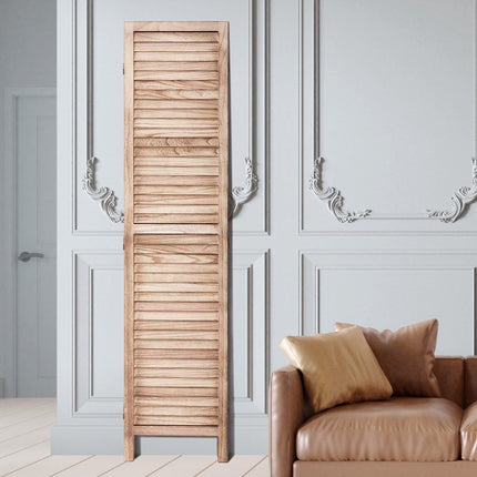 Folding Wood Room Divider, 8 Panel 66.9 In Louvered Screen