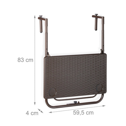 Folding balcony table in brown
