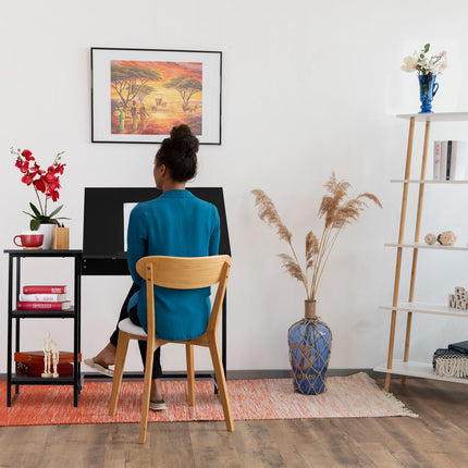 Folding desk with 3 shelves